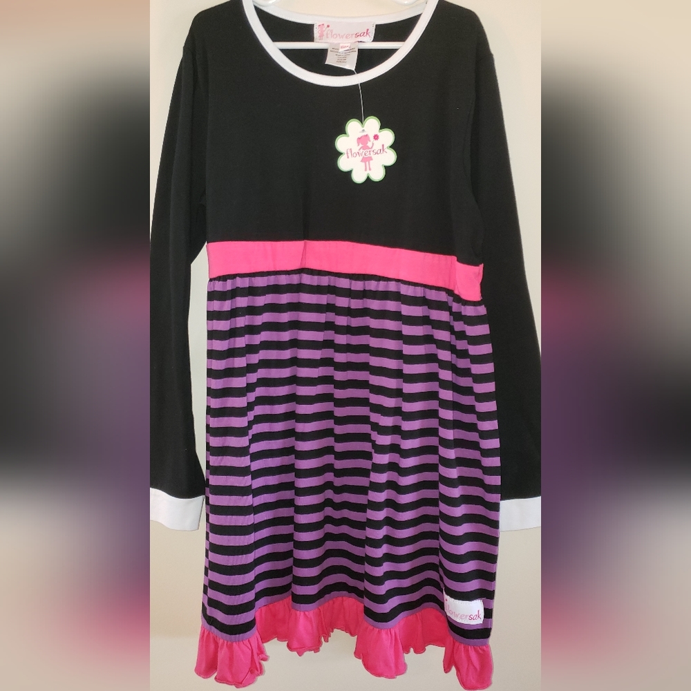 flowersac brand boutique long sleeve dress size 12/14 new with tags black pink
